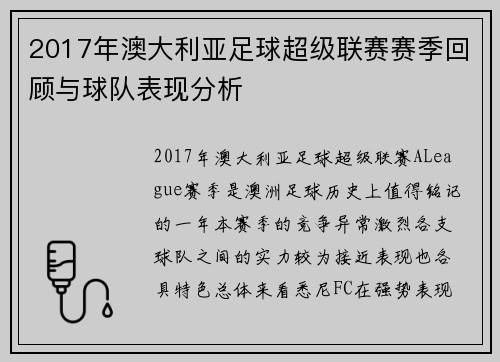 2017年澳大利亚足球超级联赛赛季回顾与球队表现分析